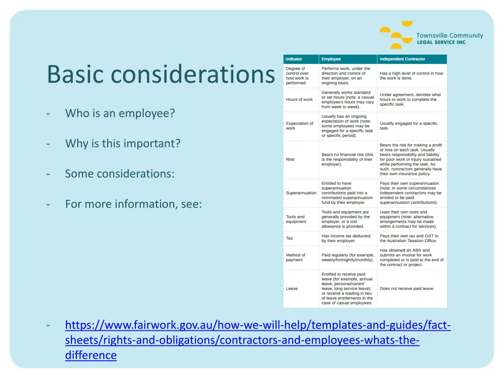 basic considerations