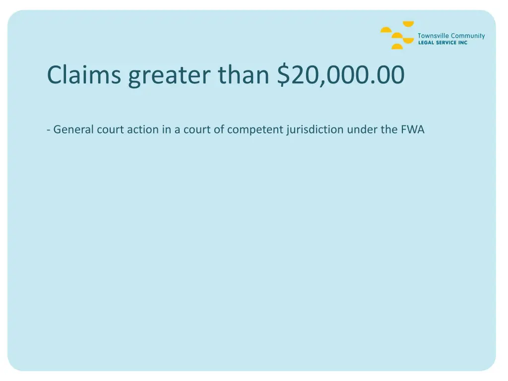 claims greater than 20 000 00