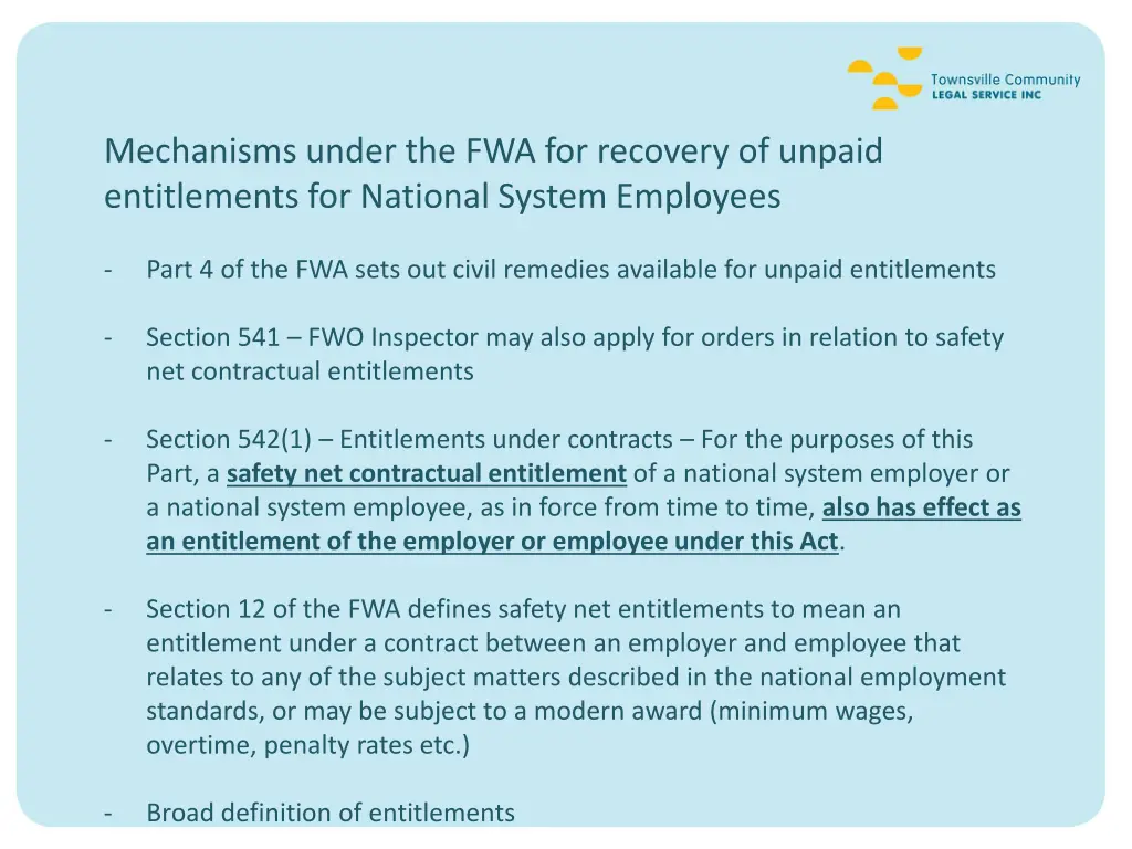 mechanisms under the fwa for recovery of unpaid
