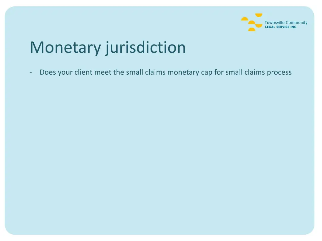 monetary jurisdiction