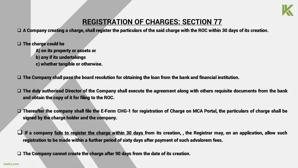 registration of charges section 77 a company