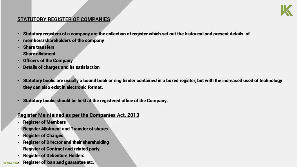 statutory register of companies