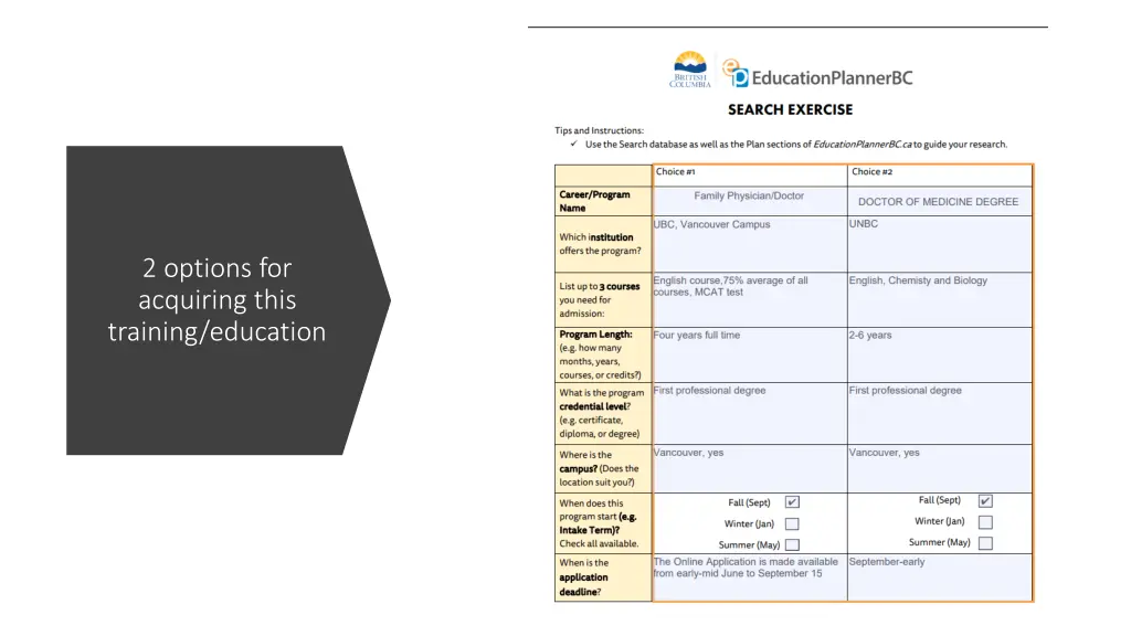 2 options for acquiring this training education