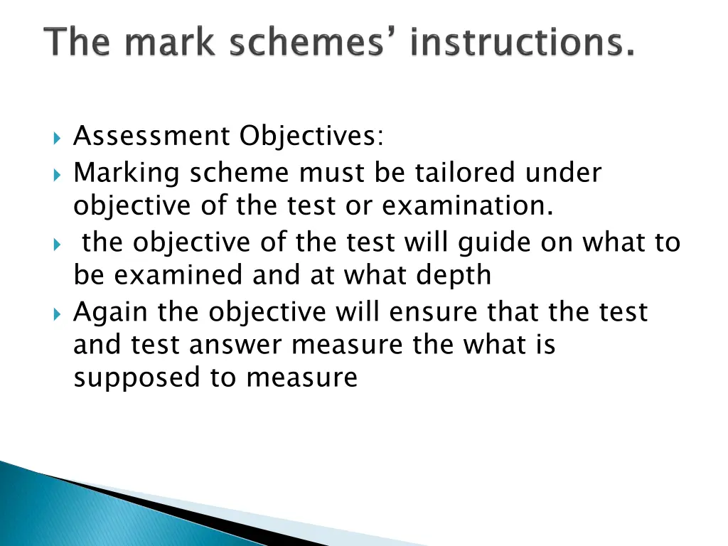 assessment objectives marking scheme must