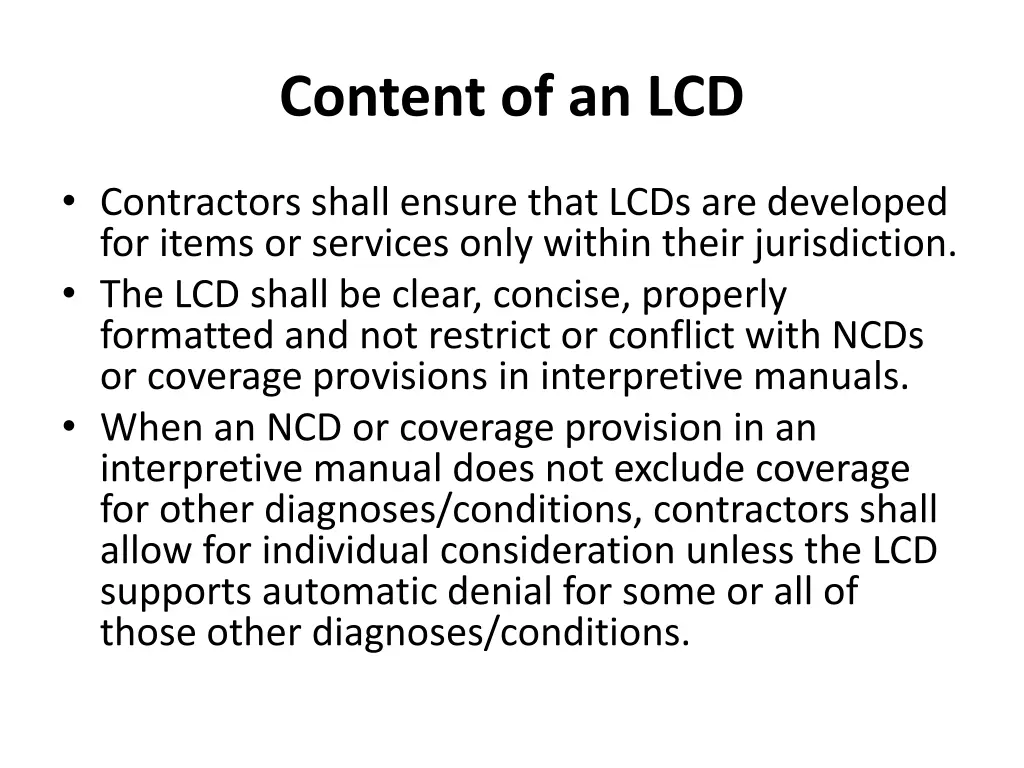 content of an lcd