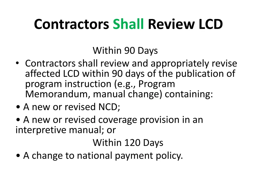 contractors shall review lcd