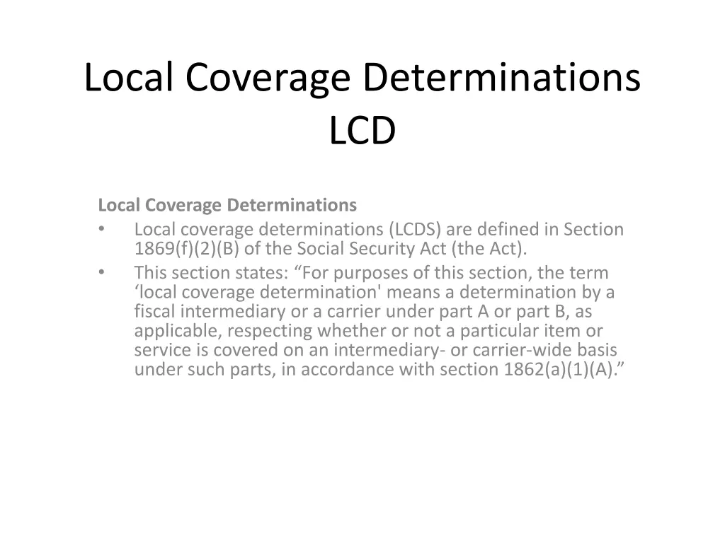 local coverage determinations lcd
