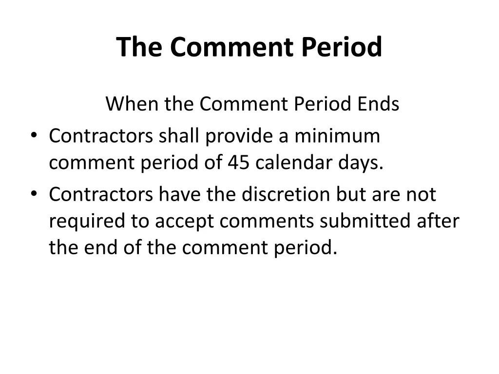 the comment period 1
