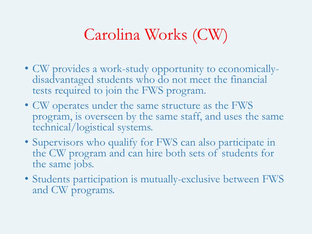 carolina works cw