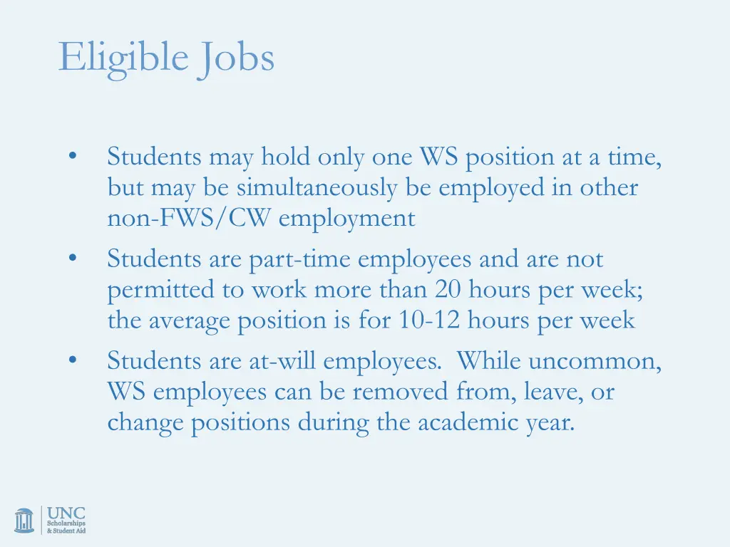 eligible jobs