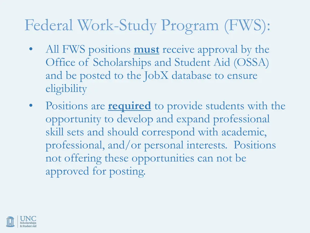 federal work study program fws 1