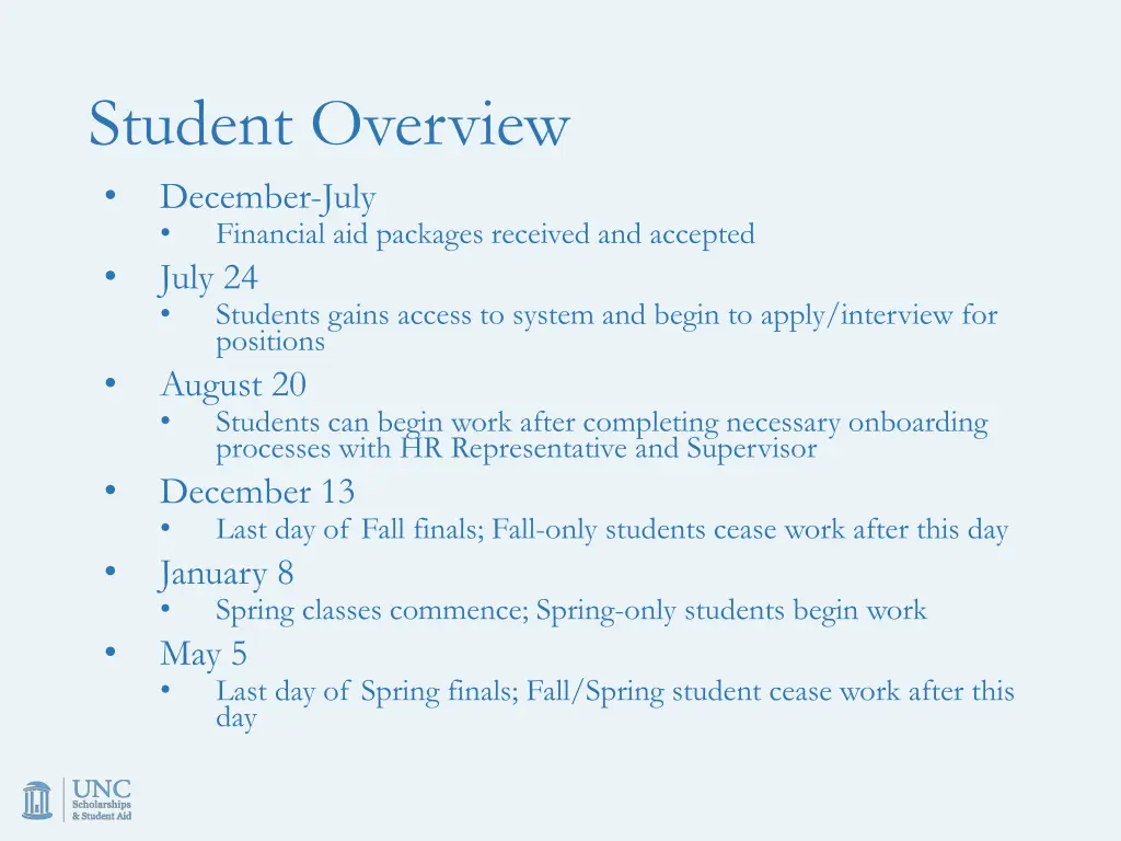 student overview
