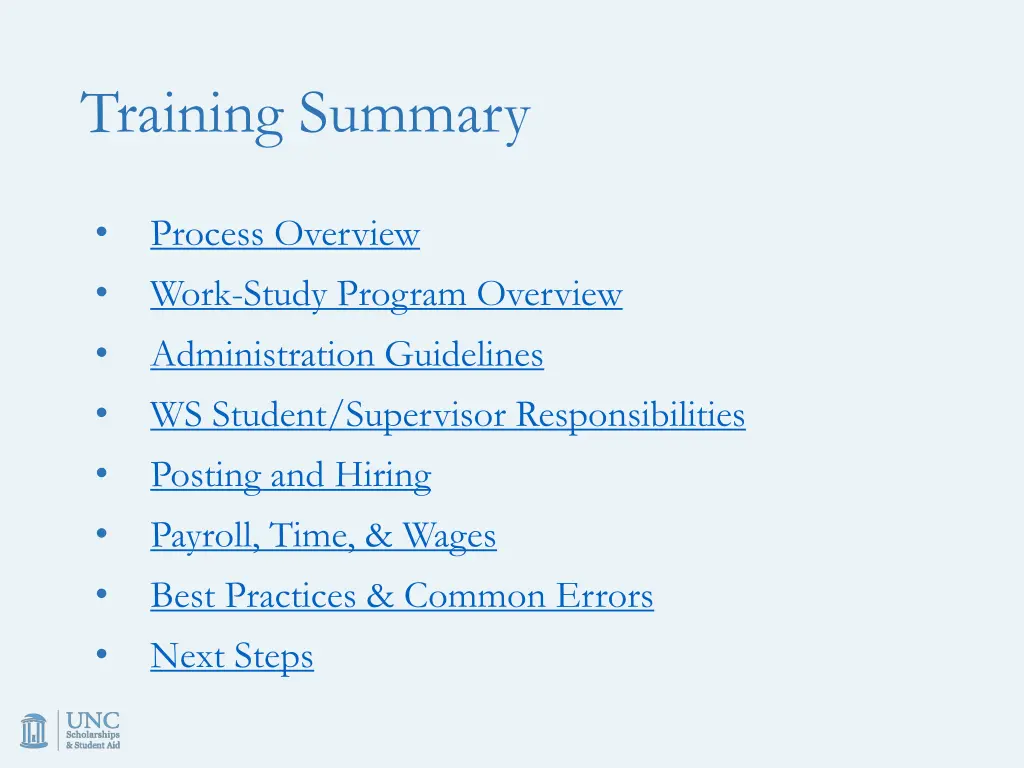 training summary