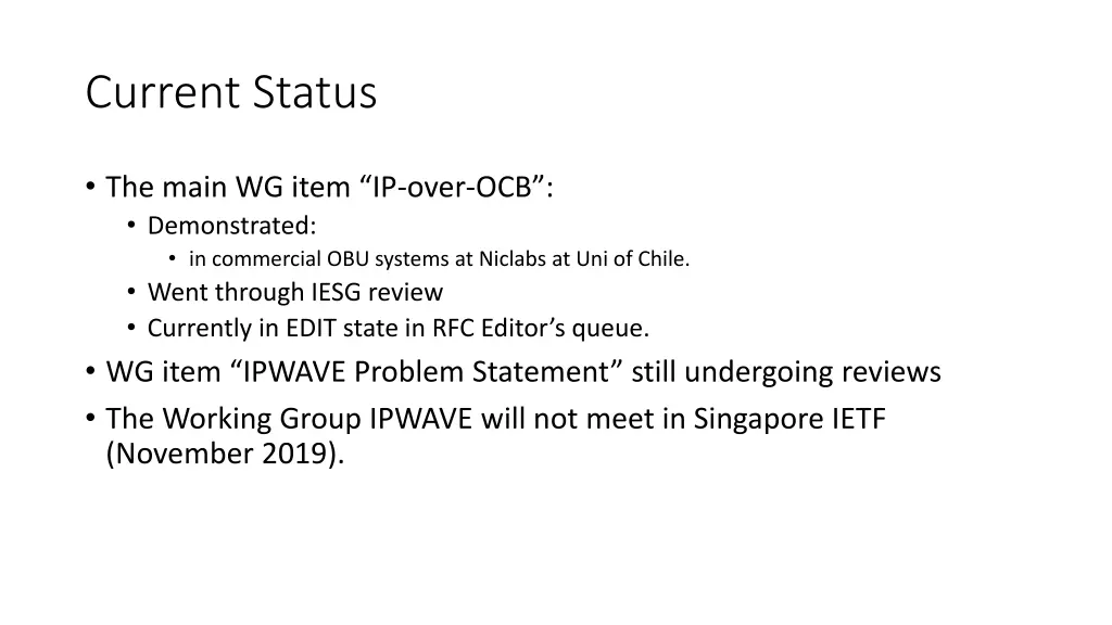 current status