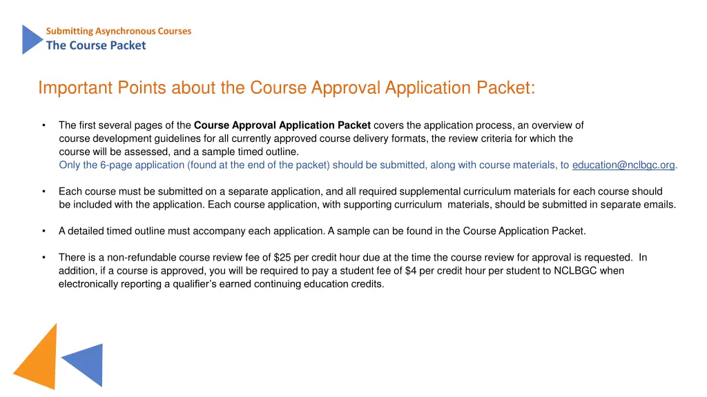 submitting asynchronous courses the course packet