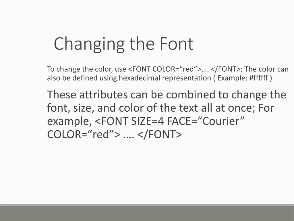 changing the font 1
