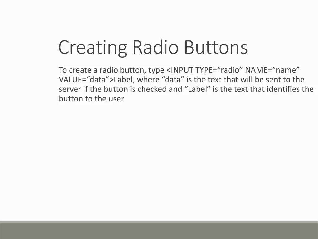 creating radio buttons