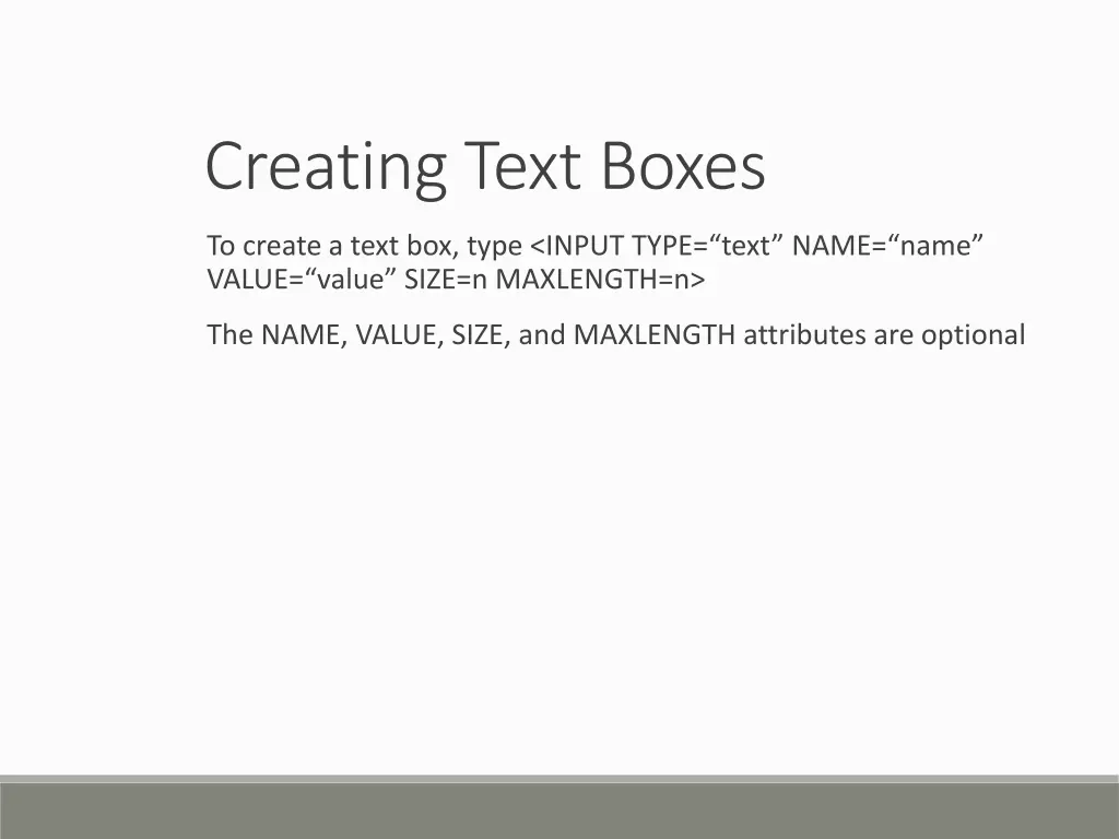 creating text boxes
