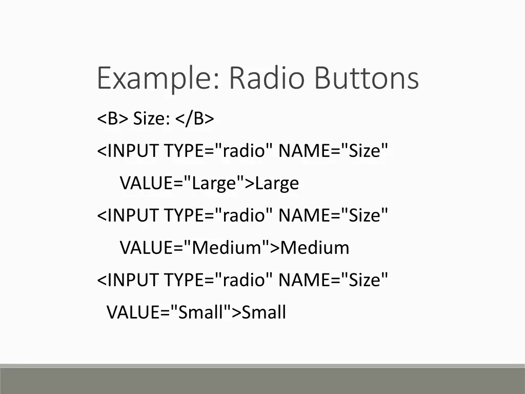 example radio buttons