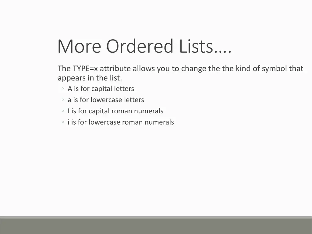 more ordered lists