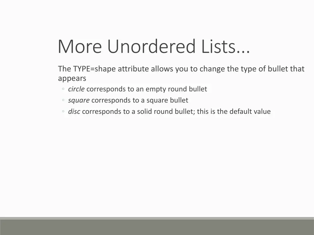 more unordered lists