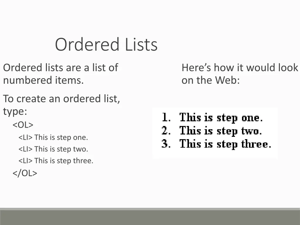 ordered lists