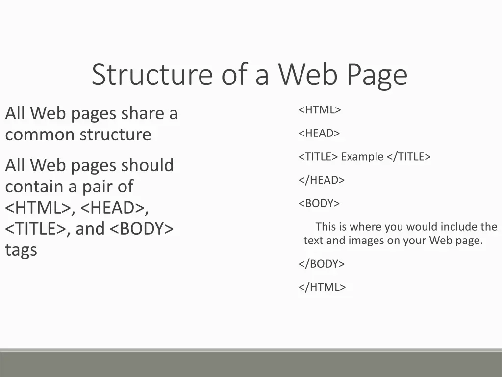 structure of a web page