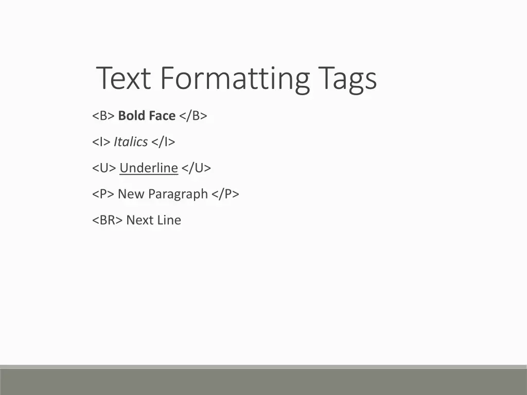 text formatting tags