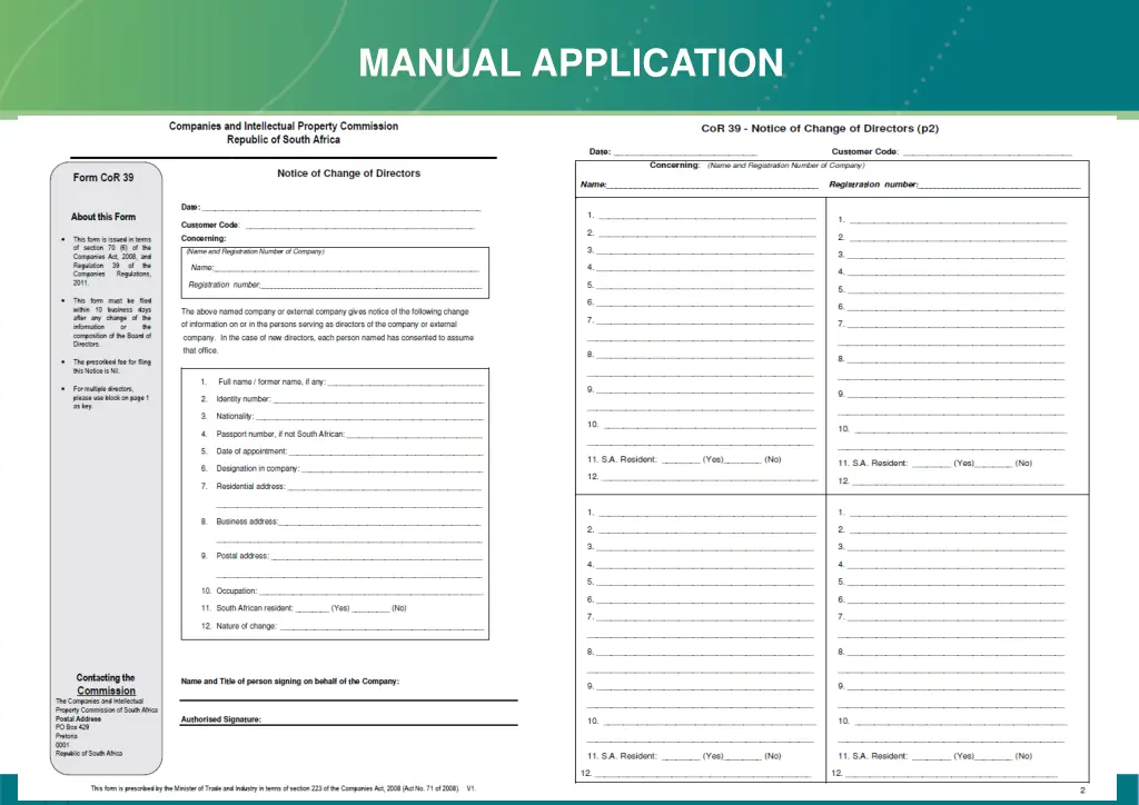 manual application