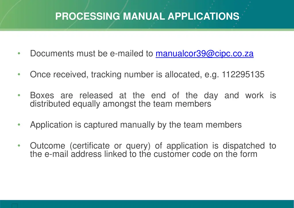 processing manual applications