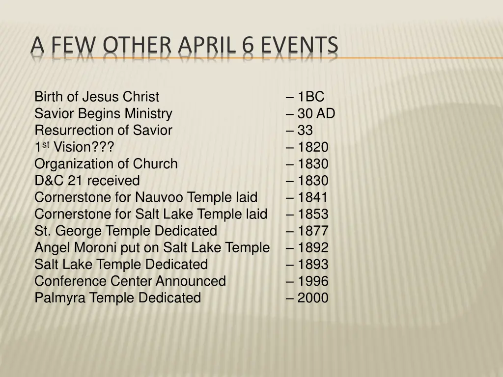 a few other april 6 events