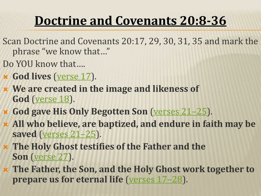 doctrine and covenants 20 8 36 1
