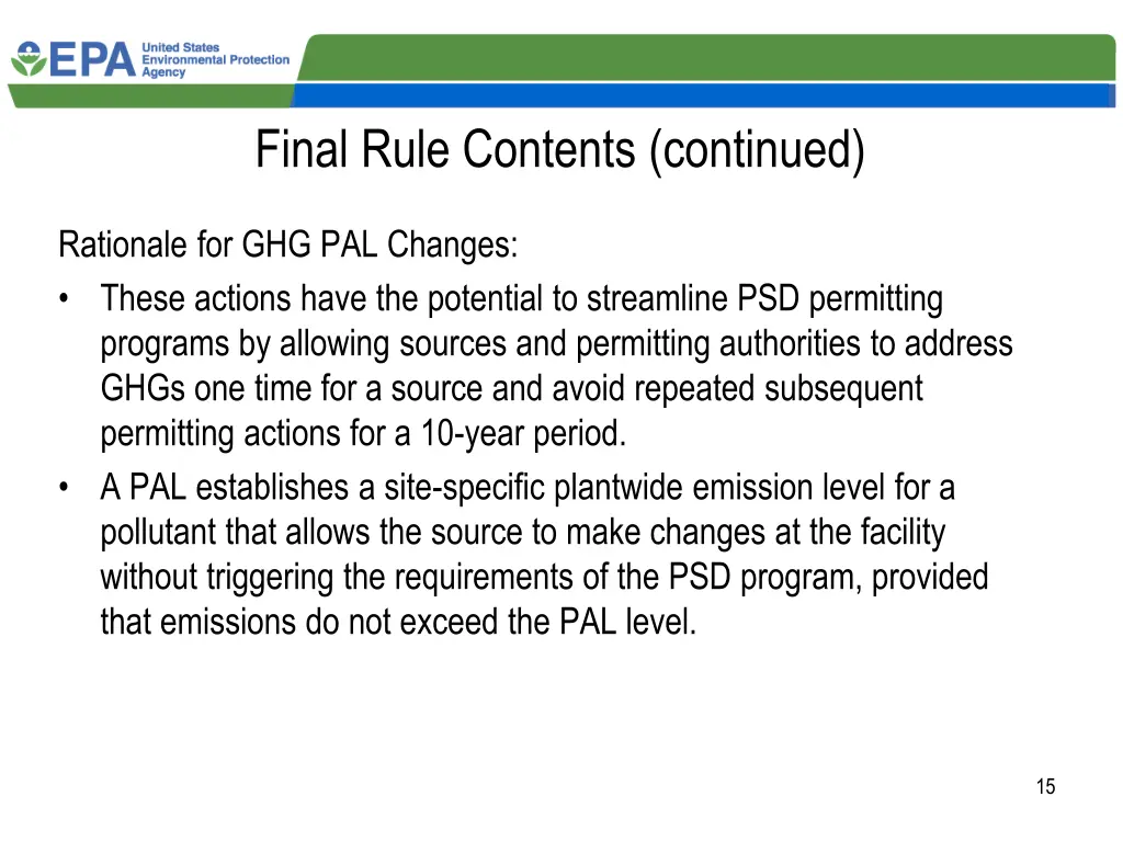 final rule contents continued 1