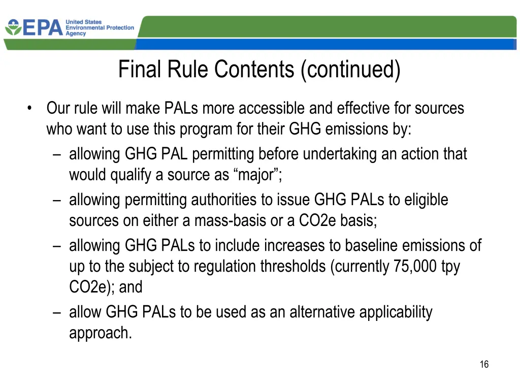 final rule contents continued 2