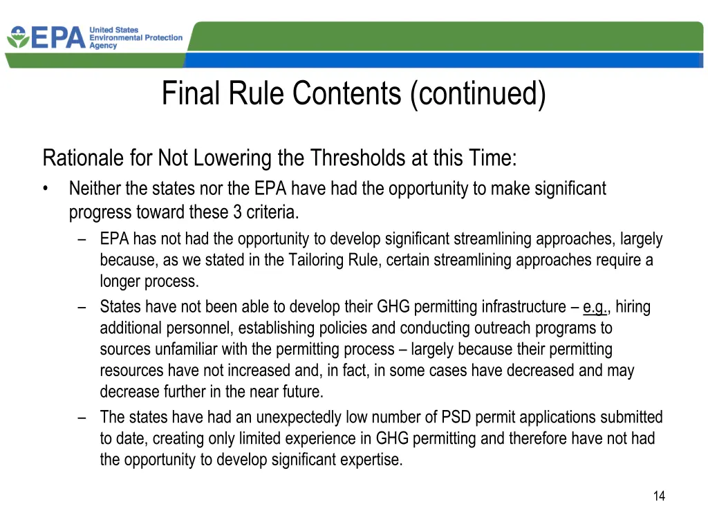 final rule contents continued
