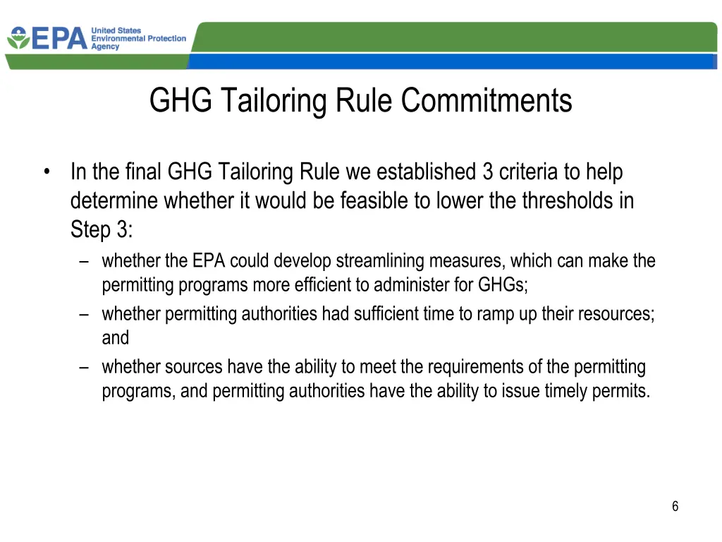 ghg tailoring rule commitments 1