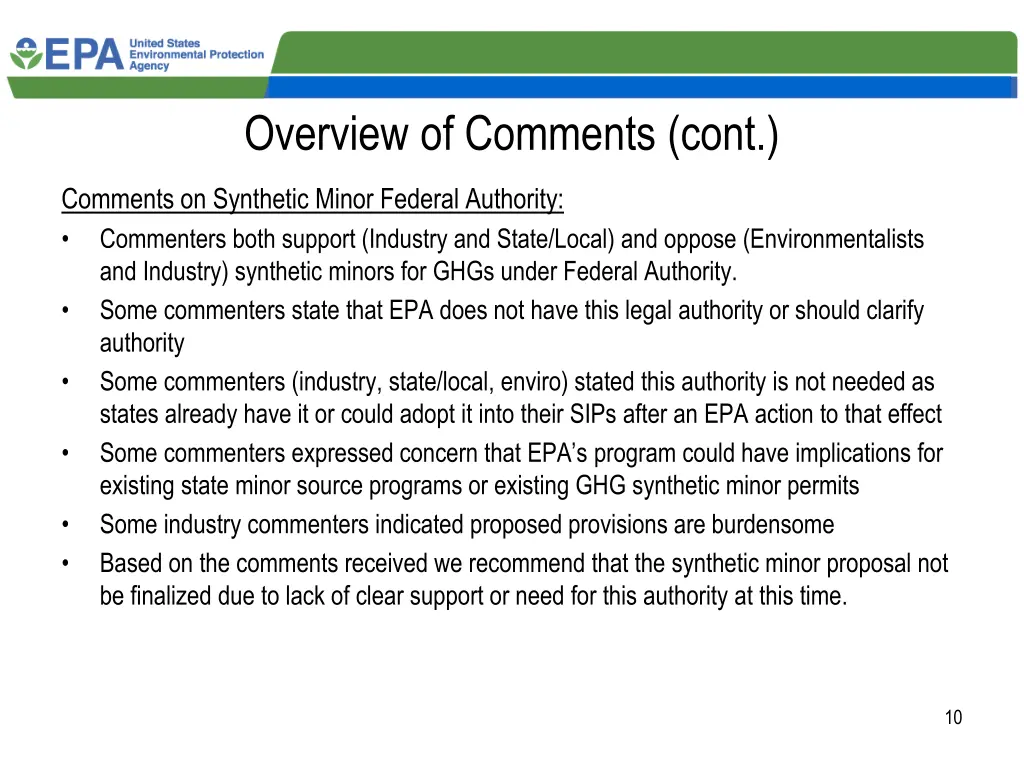 overview of comments cont 1