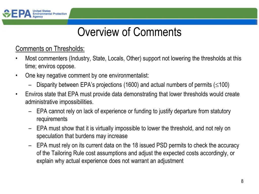 overview of comments