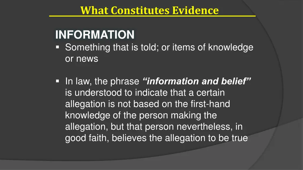 what constitutes evidence 2