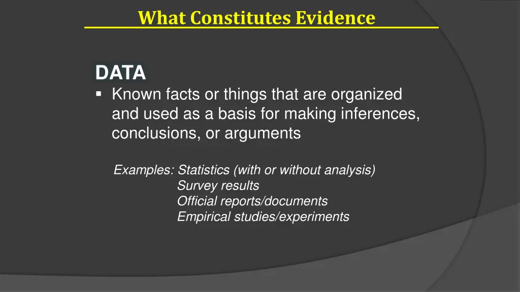 what constitutes evidence 3