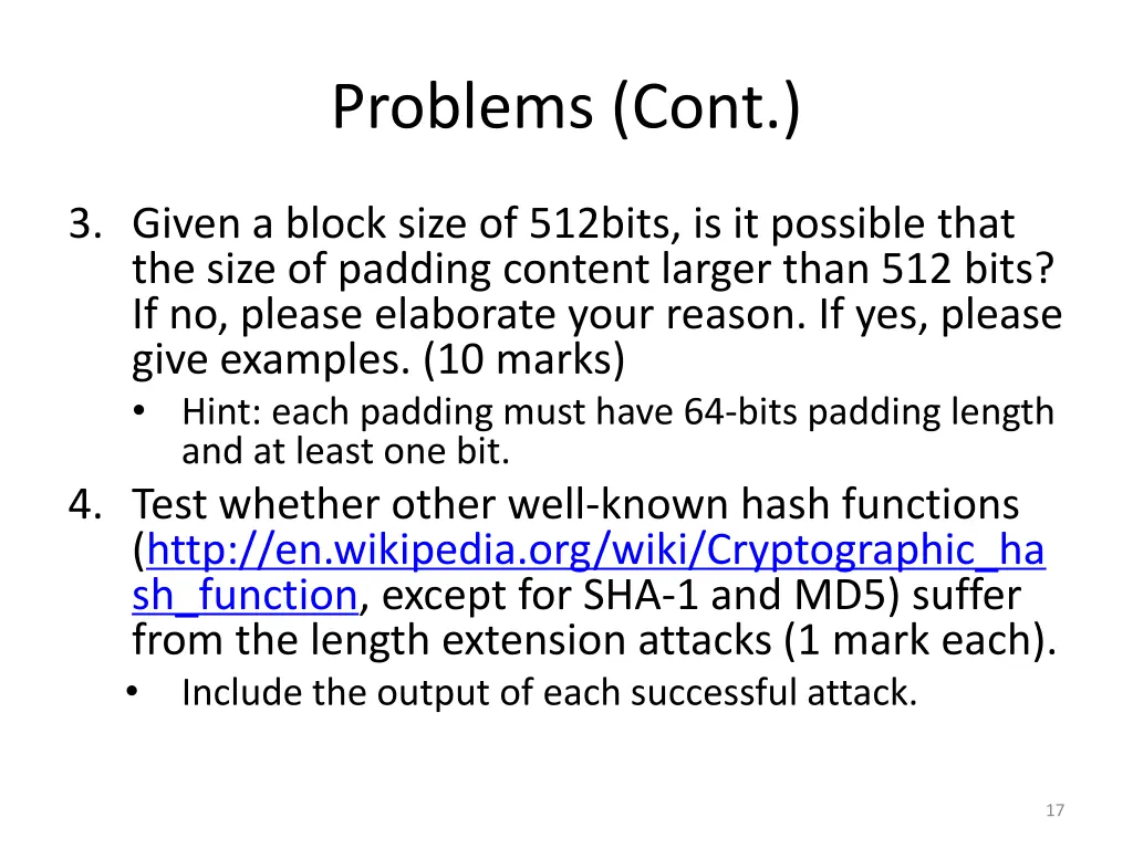 problems cont