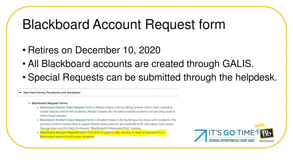 blackboard account request form