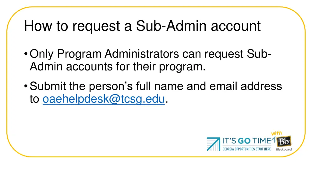 how to request a sub admin account