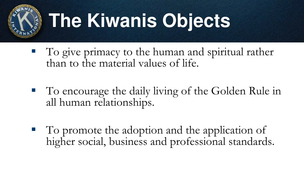 the kiwanis objects