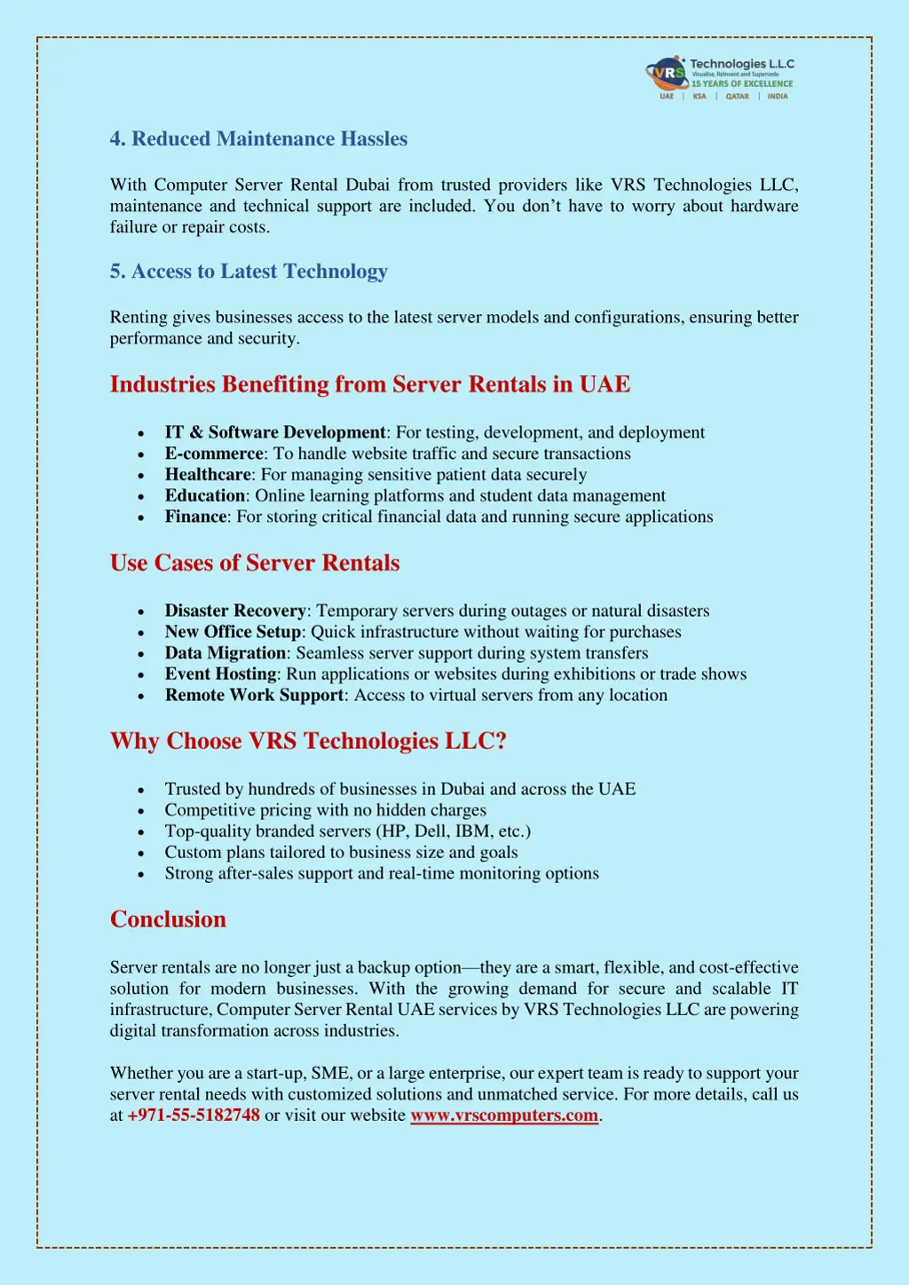 4 reduced maintenance hassles