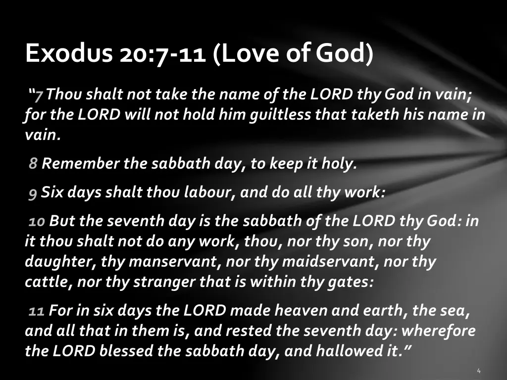 exodus 20 7 11 love of god
