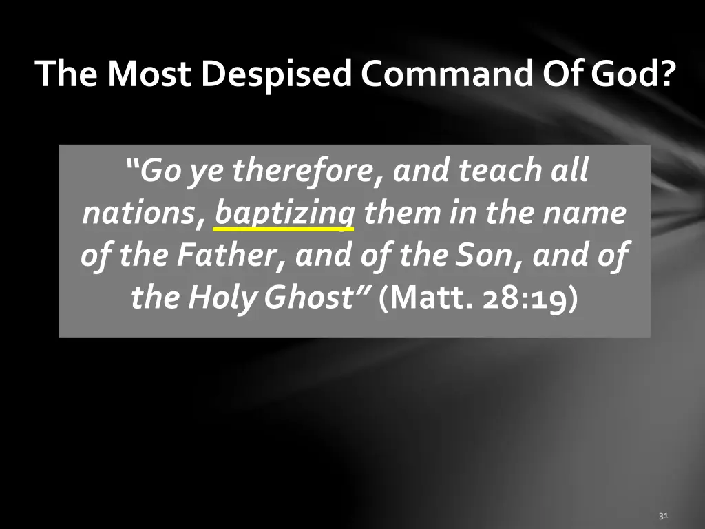 the most despised command of god 1