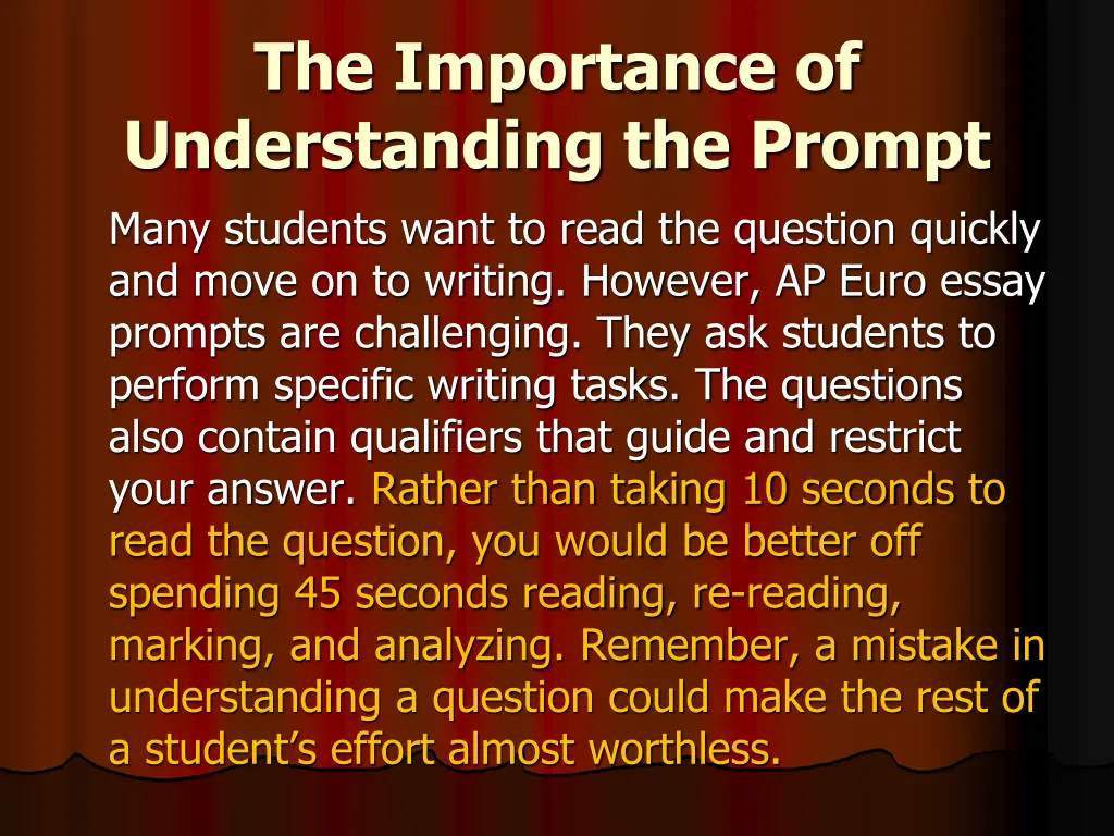 the importance of understanding the prompt many