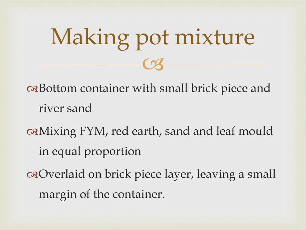 making pot mixture