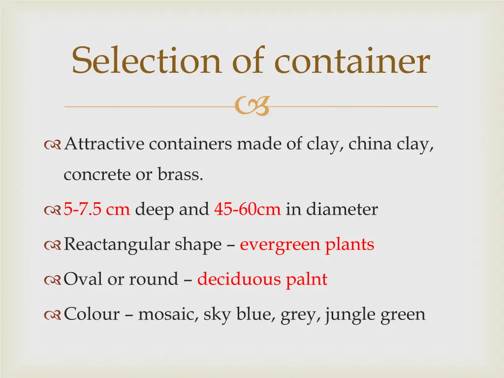 selection of container